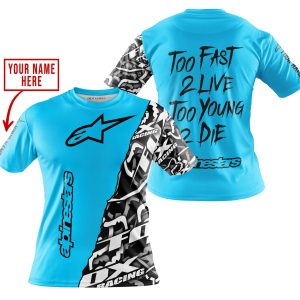 Custom name BraapGirls TOO FAST TO LIVE TOO YOUNG TO DIE – LIMITED EDITION – CUSTOM NAME – ALPINESTARS – SKY BLUE Alpinestars for motocross girls and dirt bi...