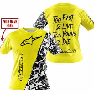 Custom name BraapGirls TOO FAST TO LIVE TOO YOUNG TO DIE – LIMITED EDITION – CUSTOM NAME – ALPINESTARS – YELLOW Alpinestars for motocross girls and dirt bike...