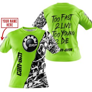 Custom name BraapGirls TOO FAST TO LIVE TOO YOUNG TO DIE – LIMITED EDITION – CUSTOM NAME – CAN AM – GREEN 1 Brands for motocross girls and dirt bike riders -...