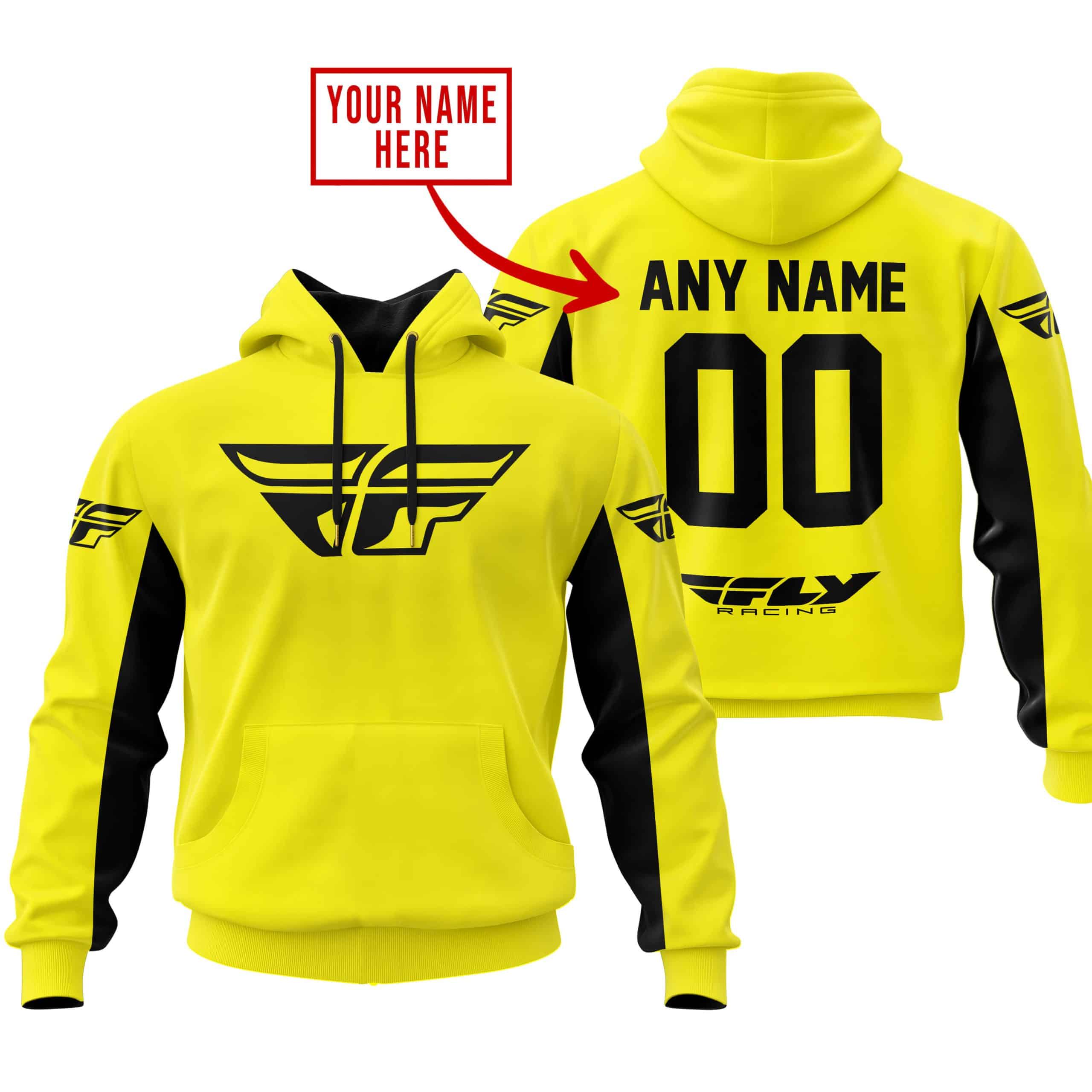 CUSTOM NAME RACING - LIMITED EDITION - FLY RACING- YELLOW V2