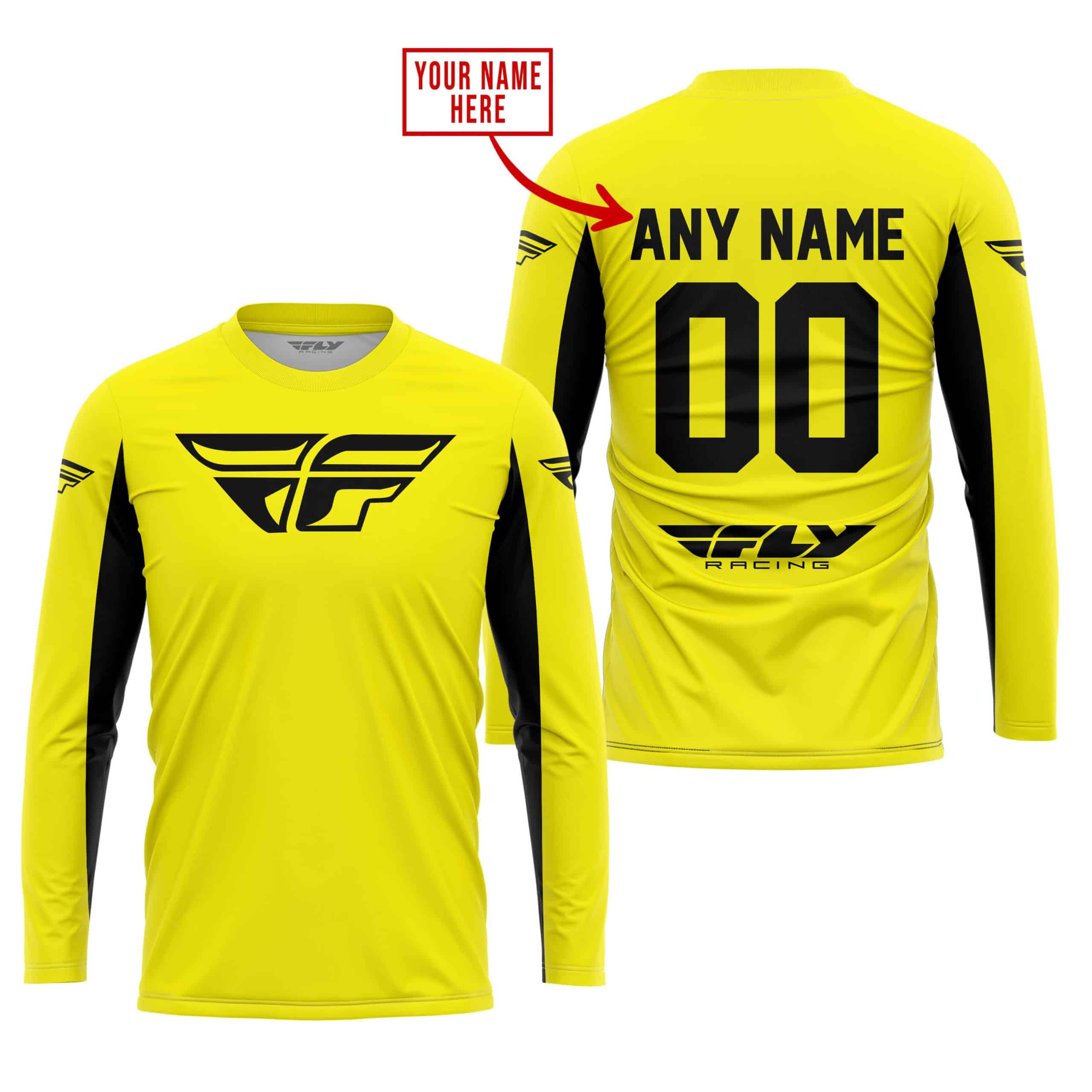 CUSTOM NAME RACING - LIMITED EDITION - FLY RACING- YELLOW V2 view 3