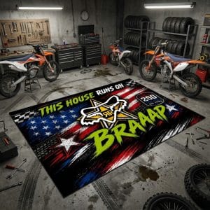 Custom name dirtbike Braap Rug – Rockstar Energy Racing USA 250th Anniversary Rockstar Energy for motocross girls and dirt bike riders - Rockstar Energy view 2
