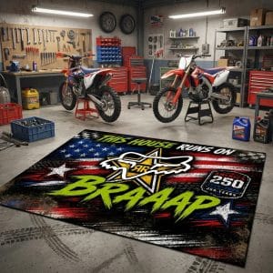 Custom name dirtbike Braap Rug – Rockstar Energy Racing USA 250th Anniversary Rockstar Energy for motocross girls and dirt bike riders - Rockstar Energy view 1
