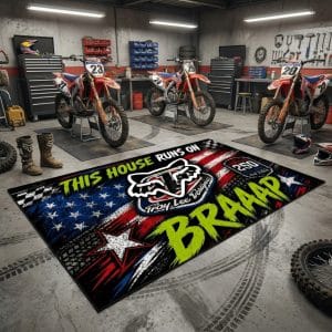Custom name dirtbike Braap Rug – Troy Lee Designs Racing USA 250th Anniversary Rugs for motocross girls and dirt bike riders - Rugs view 2
