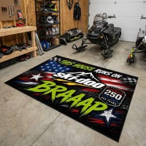 Custom name dirtbike Braap Rug – Ski-Doo Snowmobile Racing USA 250th Anniversary Brands for motocross girls and dirt bike riders - Brands view 1