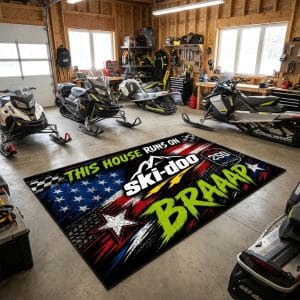 Custom name dirtbike Braap Rug – Ski-Doo Snowmobile Racing USA 250th Anniversary Brands for motocross girls and dirt bike riders - Brands view 4