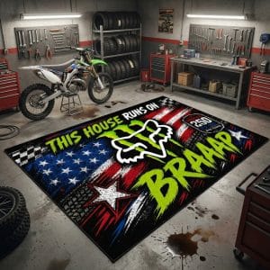 Custom name dirtbike Braap Rug – Fox Racing USA 250th Anniversary Brands for motocross girls and dirt bike riders - Brands view 2