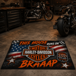 Custom name dirtbike Braap Rug -Harley Davidson USA 250th Anniversary Brands for motocross girls and dirt bike riders - Brands view 4