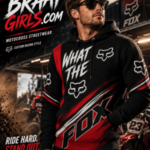 Custom name braapgirls Motocross – What The Fox – 3D Apparel X15 Fox Racing for motocross girls and dirt bike riders - Fox Racing view 3