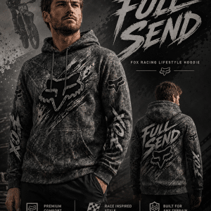 Custom name 250 Anniversary Just Fckn Send It – Fox Racing Blue Hoodie X42 Fox Racing for motocross girls and dirt bike riders - Fox Racing view 1