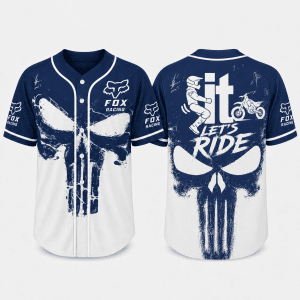 Custom name braapgirls Fox Racing Punisher Skull Blue Hoodie X34 Fox Racing for motocross girls and dirt bike riders - Fox Racing view 1
