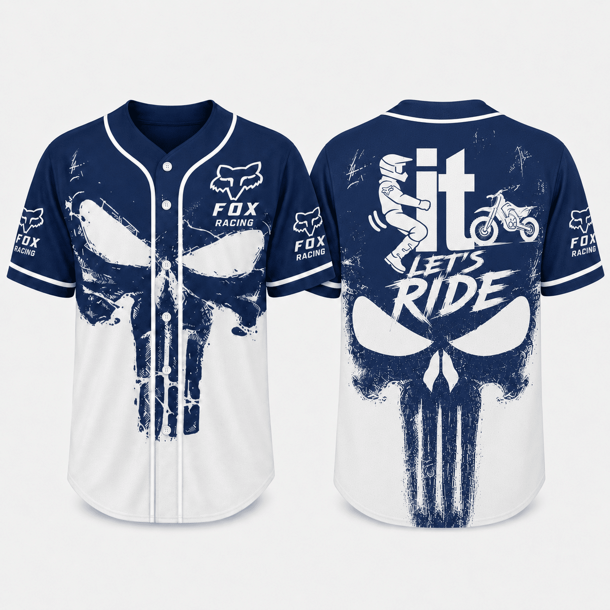 Fuck it , Let's Ride Motocross Fox Racing Hoodie Blue X33 view 3