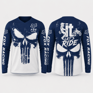 Custom name braapgirls Fox Racing Punisher Skull Blue Hoodie X34 Fox Racing for motocross girls and dirt bike riders - Fox Racing view 3