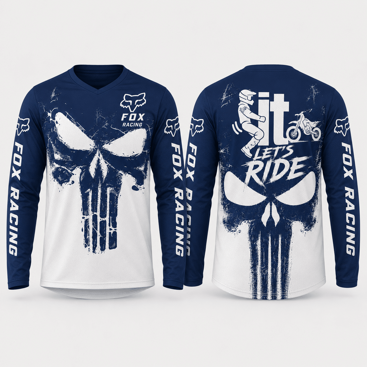 Fuck it , Let's Ride Motocross Fox Racing Hoodie Blue X33 view 5