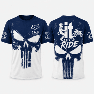 Custom name braapgirls Fox Racing Punisher Skull Blue Hoodie X34 Fox Racing for motocross girls and dirt bike riders - Fox Racing view 4