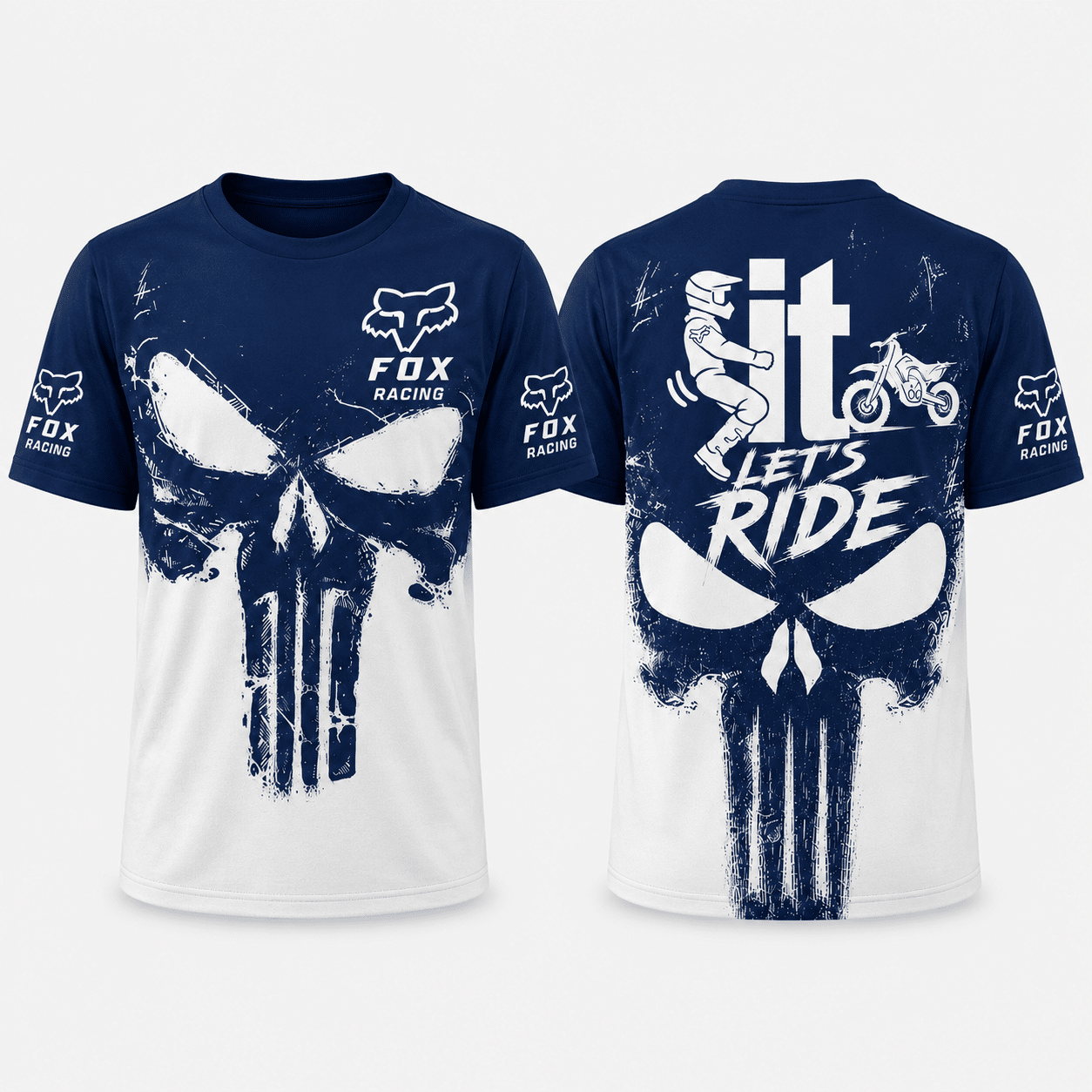 Fuck it , Let's Ride Motocross Fox Racing Hoodie Blue X33 view 6