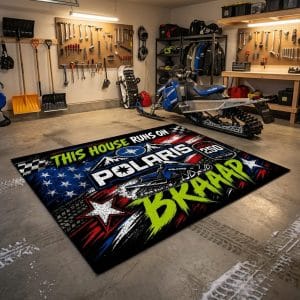 Custom name dirtbike Braap Rug – Polaris Snowmobile Racing USA 250th Anniversary Brands for motocross girls and dirt bike riders - Brands view 3