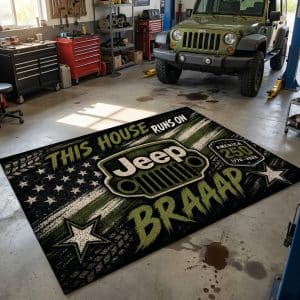 Custom name jeep Braap Rug – Jeep Racing USA 250th Anniversary Brands for motocross girls and dirt bike riders - Brands view 1
