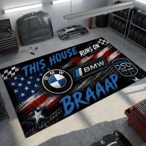 Custom name BMW Braap Rug -BMW USA 250th Anniversary BMW for motocross girls and dirt bike riders - BMW view 2