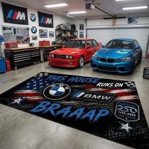 Custom name BMW Braap Rug -BMW USA 250th Anniversary BMW for motocross girls and dirt bike riders - BMW view 3