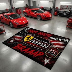 Custom name F1 F1 Rug -Scuderia Ferrari – USA 250th Anniversary Brands for motocross girls and dirt bike riders - Brands view 1