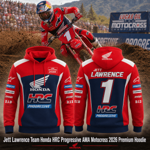 Jett Lawrence Team Honda HRC Progressive AMA Motocross 2026 Premium Hoodie