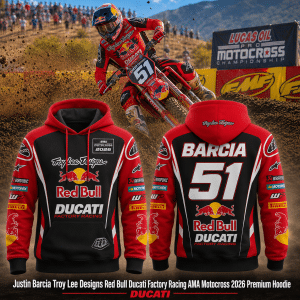 Justin Barcia Troy Lee Designs Red Bull Ducati Factory Racing AMA Motocross 2026 Premium Hoodie