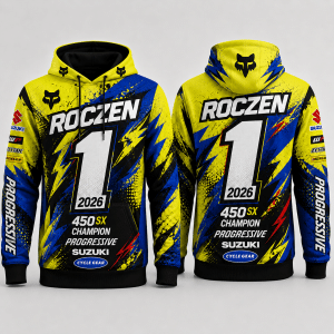 Custom name 2026 AMA Supercross Champion Ken Roczen 2026 Supercross Champion Apparel Hoodies for motocross girls and dirt bike riders - Hoodies view 1