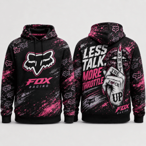 Less Talk, More Throttle Fox Racing Pink Hoodie X44