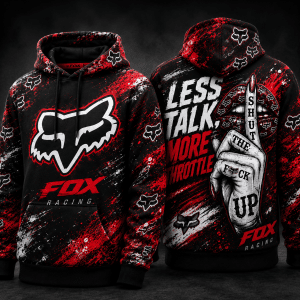 Less Talk, More Throttle- Fox Racing Red Hoodie X44