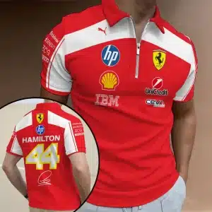 Lewis Hamilton x Scuderia Ferrari Zip Polo Shirt