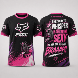 Custom name braapgirls Motocross – I said Braap – 3D Apparel X16 – Black Fox Racing for motocross girls and dirt bike riders - Fox Racing view 1
