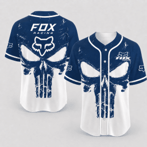 Custom name braapgirls Fox Racing Punisher Skull Blue Hoodie X34 Fox Racing for motocross girls and dirt bike riders - Fox Racing view 1