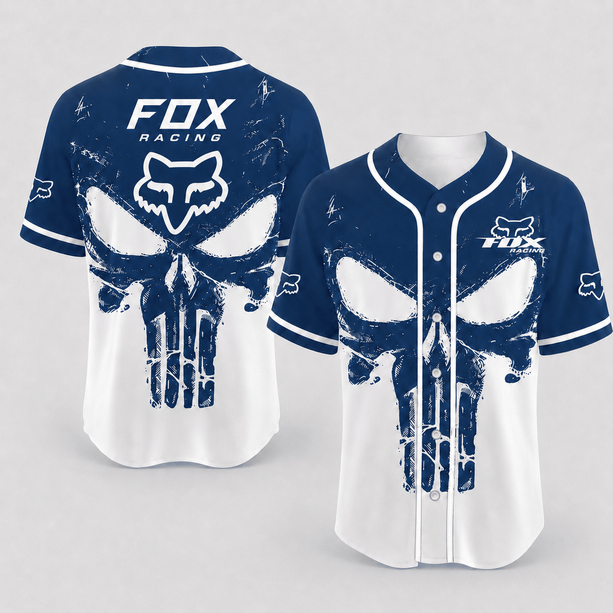 Fox Racing Punisher Skull Blue Hoodie X34 view 3