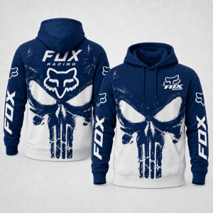 Fox Racing Punisher Skull Blue Hoodie X34