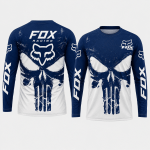 Custom name braapgirls Fox Racing Punisher Skull Blue Hoodie X34 Fox Racing for motocross girls and dirt bike riders - Fox Racing view 2