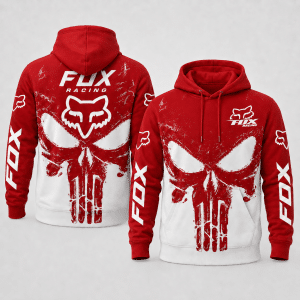 Fox Racing Punisher Skull Red Hoodie X34