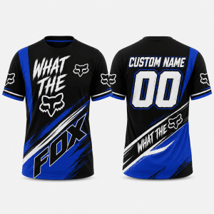 Custom name braapgirls Motocross – What The Fox – 3D Apparel X15 Blue Fox Racing for motocross girls and dirt bike riders - Fox Racing view 2