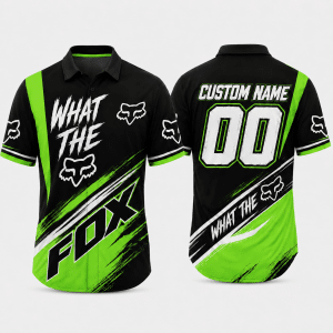 Custom name braapgirls Motocross – What The Fox – 3D Apparel X15 Green Fox Racing for motocross girls and dirt bike riders - Fox Racing view 1