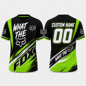 Custom name braapgirls Motocross – What The Fox – 3D Apparel X15 Green Fox Racing for motocross girls and dirt bike riders - Fox Racing view 2