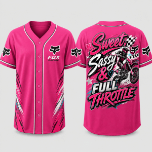 Custom name braapgirls Sweet, Sassy & Full Throttle – Braapgirls 3D Apparel – Pink Fox Racing for motocross girls and dirt bike riders - Fox Racing view 1