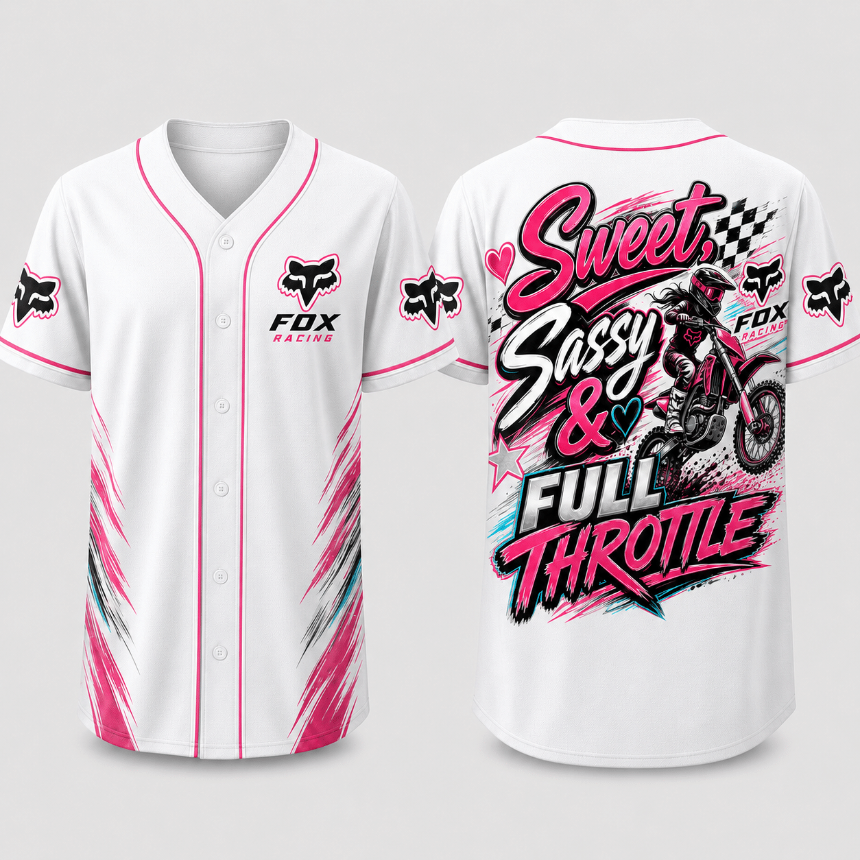 Sweet, Sassy & Full Throttle - Braapgirls 3D Apparel - White view 3