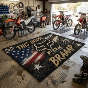 Custom name AMA Braap Rug -Fox Racing USA 250th Anniversary Brands for motocross girls and dirt bike riders - Brands view 1