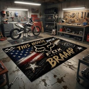 Custom name AMA Braap Rug -Fox Racing USA 250th Anniversary Brands for motocross girls and dirt bike riders - Brands view 2