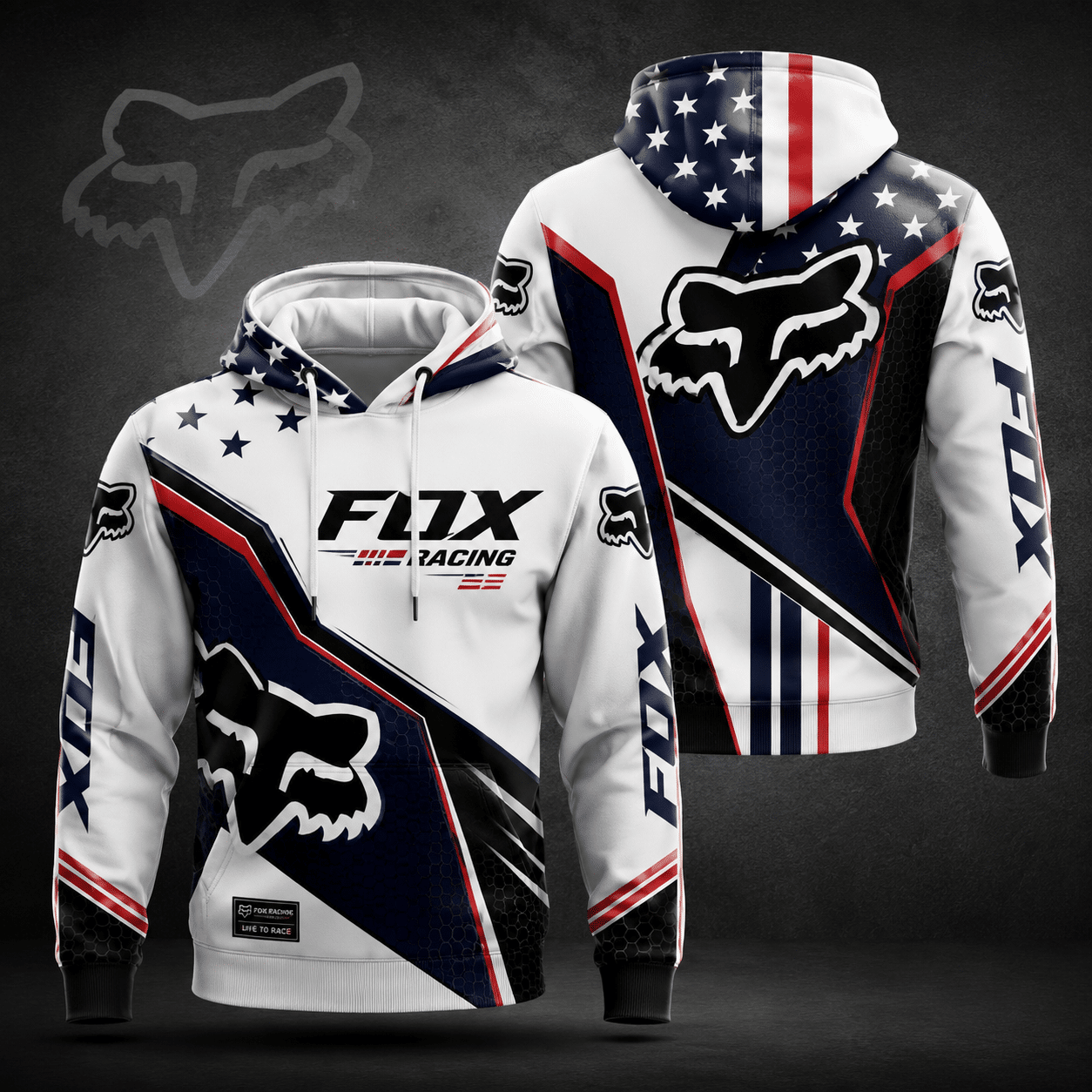 Fox Racing American Flag Hoodie 250 Years of Freedom – Patriotic Motocross Hoodie for Men & Women X80