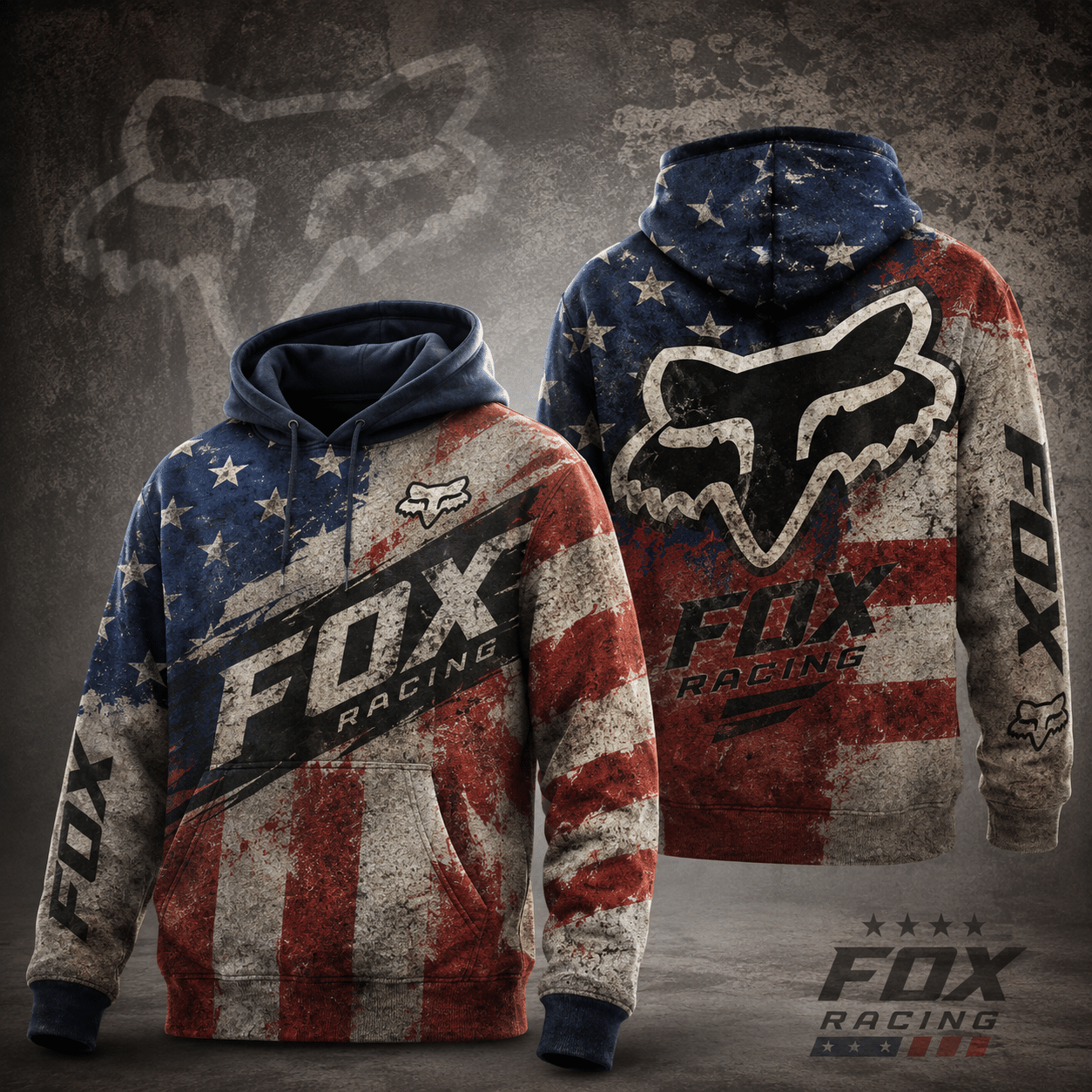 Fox Racing American Flag Hoodie 250 Years of Freedom – Patriotic Motocross Hoodie for Men & Women X79