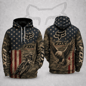 Fox Racing Hoodie – Patriotic American Flag Motocross Pullover X109