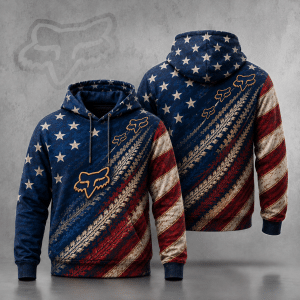 Fox Racing Hoodie – Patriotic American Flag Motocross Pullover X108