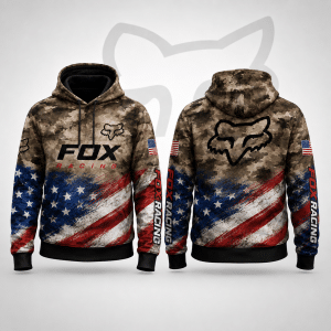 Fox Racing Hoodie – Patriotic American Flag Motocross Pullover X100