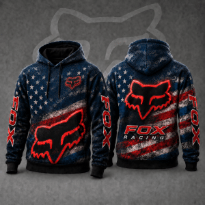 Fox Racing Hoodie – Patriotic American Flag Motocross Pullover X105